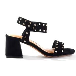 Chico's Veronica Black Suede Studded Block Heel Sandal Women's Size 7
